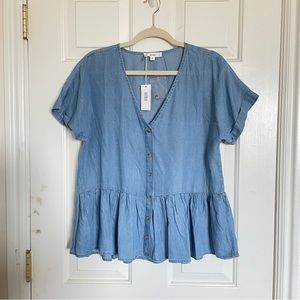 NWT Called to Surf boutique chambray peplum top